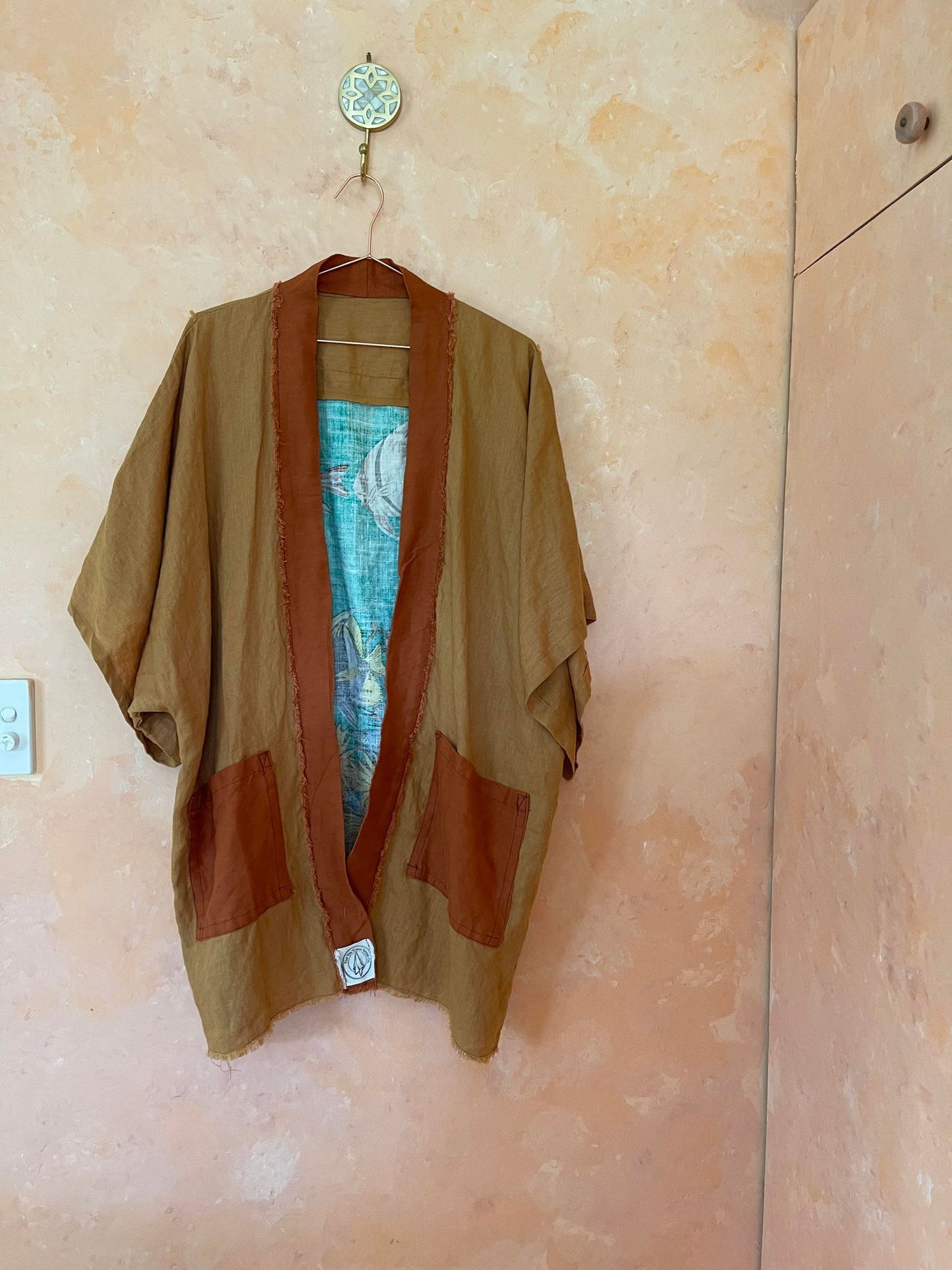 Coral Fish Linen Robe