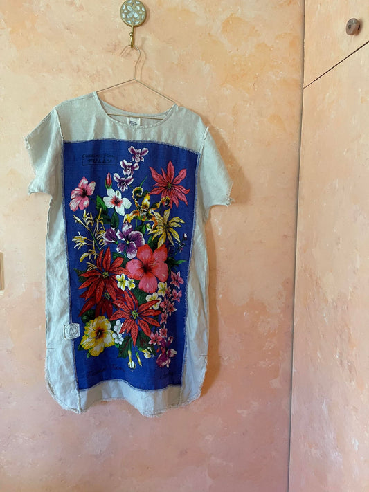 Spring Florals Vintage Australian Linen Tea towel dress
