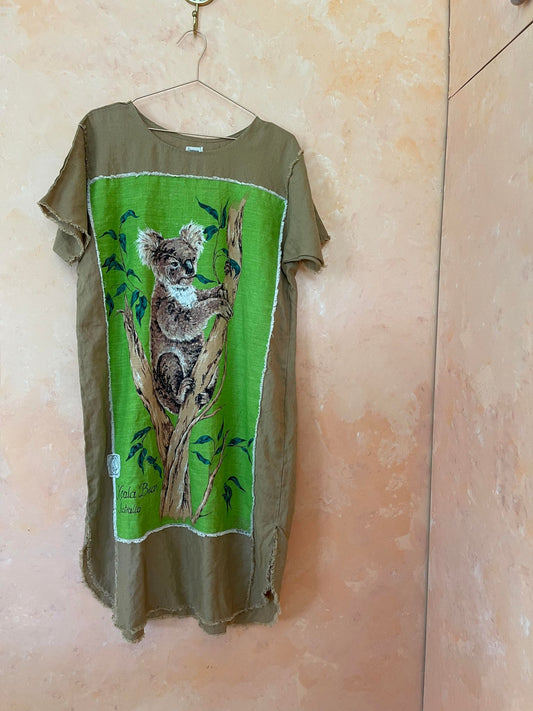 Koala Vintage Linen Tea Towel Dress